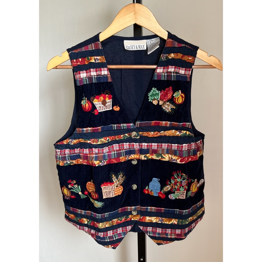 Vintage Casey & Max Patchwork Fall Autumn Vest Corduroy Medium